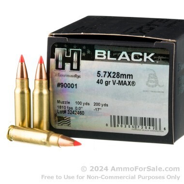 25 Rounds of 40gr V-MAX 5.7x28mm Ammo by Hornady