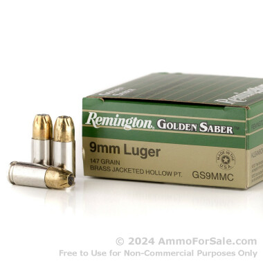 25 Rounds of 147gr JHP 9mm Ammo by Remington Golden Saber