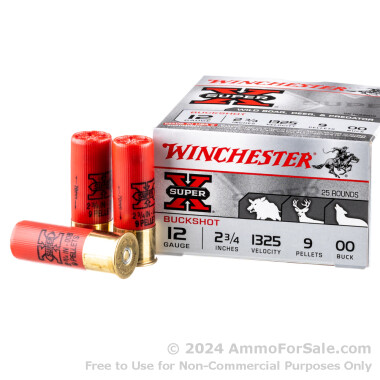 25 Rounds of 00 Buck 12ga Ammo by Winchester