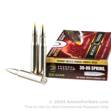 20 Rounds of 180gr Trophy Bonded Tip 30-06 Springfield Ammo by Federal