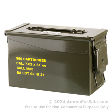 560 Rounds of 147gr FMJ M80 7.62x51 Ammo in Ammo Can by Igman