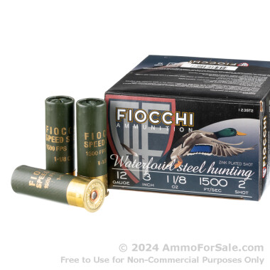 25 Rounds of 1 1/8 ounce #2 steel shot 12ga Ammo by Fiocchi
