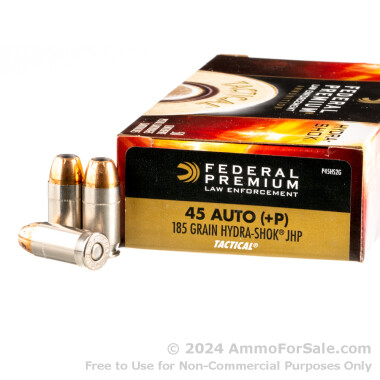 50 Rounds of 185gr JHP .45 ACP +P Ammo by Federal