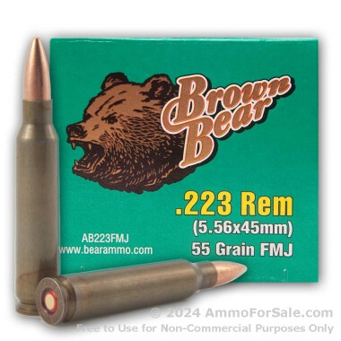 500 Rounds of 55gr FMJ .223 Ammo by Brown Bear