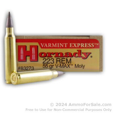 20 Rounds of 55gr V-MAX Moly .223 Ammo by Hornady Varmint Express