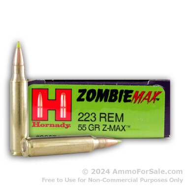 200 Rounds of 55gr Z-Max .223 Ammo by Hornady