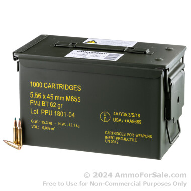 1000 Rounds of 62gr FMJBT M855 5.56x45 Ammo in Ammo Can by Prvi Partizan