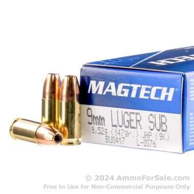 50 Rounds of 147gr JHP 9mm Ammo by Magtech Subsonic