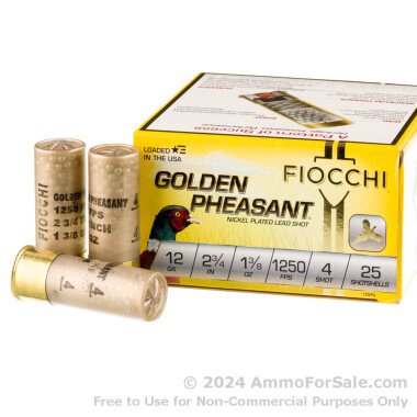 250 Rounds of 1 3/8 ounce #4 shot 12ga Ammo by Fiocchi