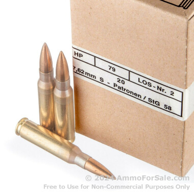20 Rounds of 146gr FMJ 7.62x51mm Ammo by Hirtenberger