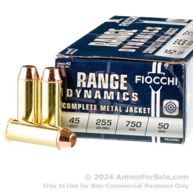 50 Rounds of 255gr CMJ .45 Long-Colt Ammo by Fiocchi