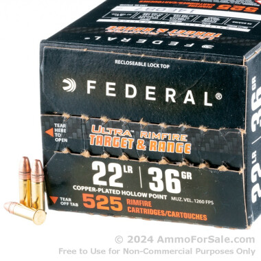 525 Rounds of 36gr CPHP 22 LR Ammo by Federal