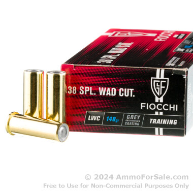1000 Rounds of 148gr Lead Wadcutter .38 Spl Ammo by Fiocchi