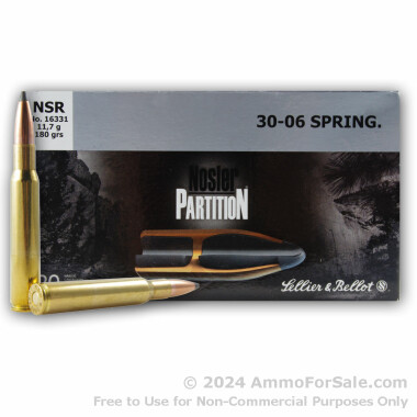 20 Rounds of 180gr Partition 30-06 Springfield Ammo by Sellier & Bellot