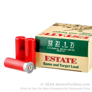 25 Rounds of 1 ounce #7 1/2 shot 12ga Ammo by Estate Cartridge Game and Target Load