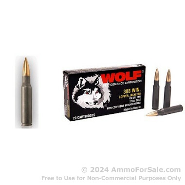 500  Rounds of 150gr FMJ .308 Win Ammo by Wolf