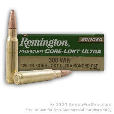 20 Rounds of 180gr PSP .308 Win Ammo by Remington Core-Lokt Ultra