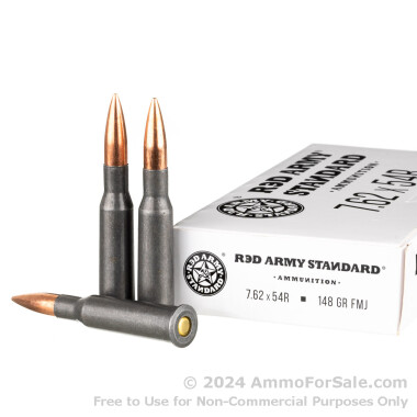 500 Rounds of 148gr FMJ 7.62x54r Ammo by Red Army Standard