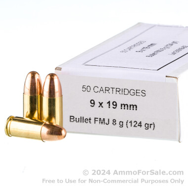 1000 Rounds of 124gr FMJ 9mm Ammo by Prvi Partizan White Box