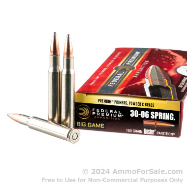20 Rounds of 180gr Partition 30-06 Springfield Ammo by Federal Vital-Shok 