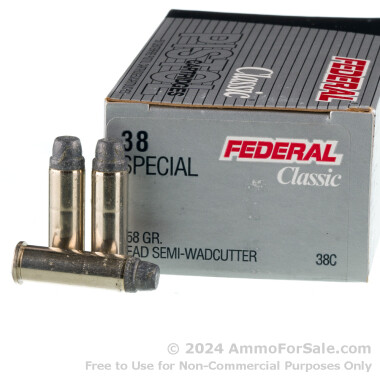 50 Rounds of 158gr LSWC .38 Spl Ammo by Federal