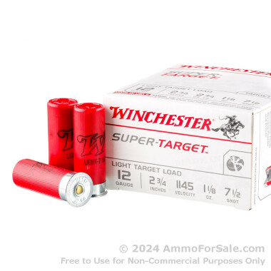 25 Rounds of 1 1/8 ounce #7 1/2 shot 12ga Ammo by Winchester Super-Target 1,145 fps