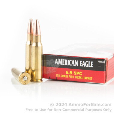 200 Rounds of 115gr FMJ 6.8 SPC Ammo by Federal American Eagle