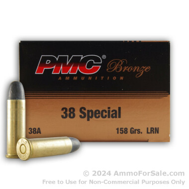 50 Rounds of 158gr LRN .38 Spl Ammo by PMC