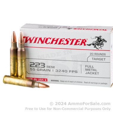 1000 Rounds of Bulk 55gr FMJ .223 Ammo by Winchester USA