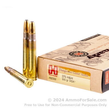 20 Rounds of 300 gr SP .375 H&H Mag Ammo by Hornady