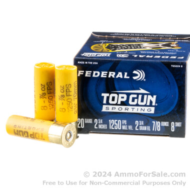 250 Rounds of 7/8 ounce #8 shot 20ga Ammo by Federal