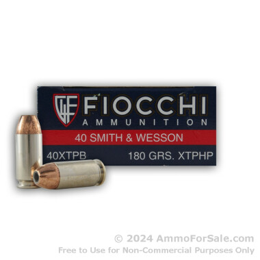 50 Rounds of 180gr JHP .40 S&W Ammo by Fiocchi XTP
