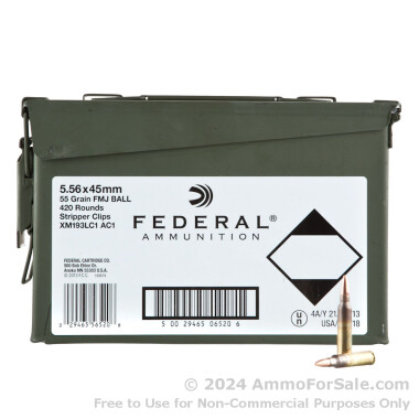 420 Rounds of 55gr FMJBT 5.56x45 Ammo by Federal