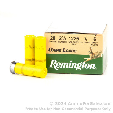 250 Rounds of 7/8 ounce #6 shot 20ga Ammo by Remington