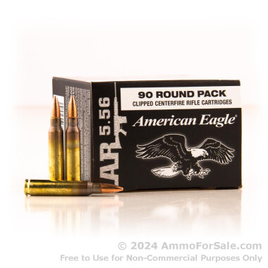 90 Rounds of 55gr FMJBT 5.56x45 Ammo by Federal