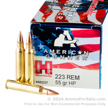 500 Rounds of 55gr HP .223 Ammo by Hornady American Gunner