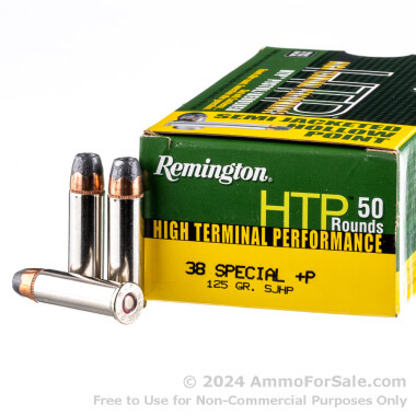50 Rounds of 125gr SJHP .38 Spl +P Ammo by Remington