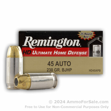 25 Rounds of 230gr JHP .45 ACP Ammo by Remington Ultimate Home Defense