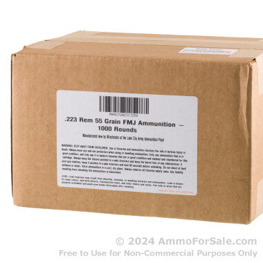 1000 Rounds of 55gr FMJ .223 Ammo by Lake City
