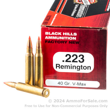 50 Rounds of 40gr V-MAX .223 Ammo by Black Hills Ammunition