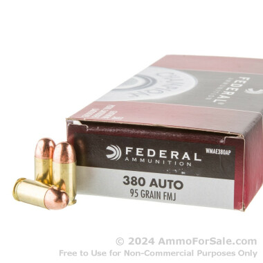 50 Rounds of 95gr FMJ .380 ACP Ammo by Federal Champion