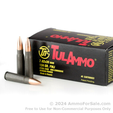 40 Rounds of 124gr FMJ 7.62x39 Ammo by Tula