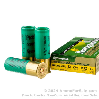 5 Rounds of 1 ounce Sabot Slug 12ga Ammo by Remington