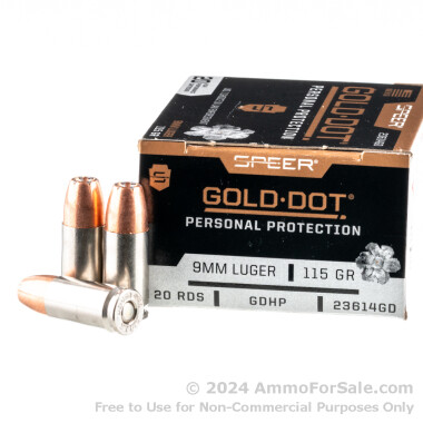 20 Rounds of 115gr JHP 9mm Ammo by Speer