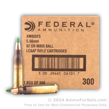 300 Rounds of 62gr FMJ 5.56x45 Ammo by Federal