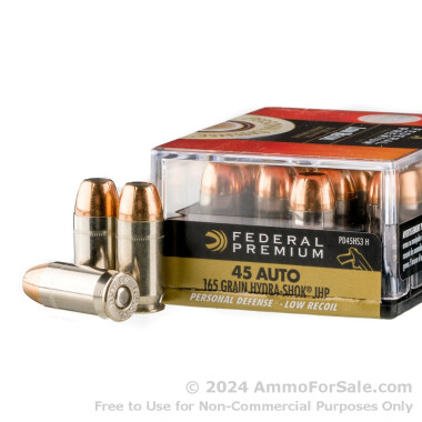20 Rounds of 165gr JHP .45 ACP Ammo by Federal