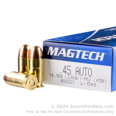 50 Rounds of 230gr FMC .45 ACP Ammo by Magtech
