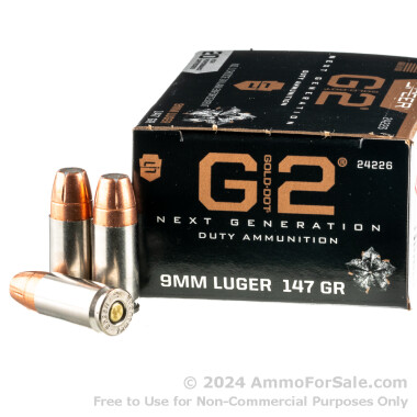 200 Rounds of 147gr JHP 9mm Ammo by Speer G2