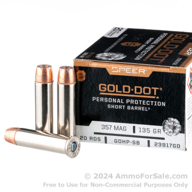 20 Rounds of 135gr JHP .357 Mag Ammo by Speer