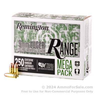 1000 Rounds of 115gr FMJ 9mm Ammo by Remington Range Mega Pack